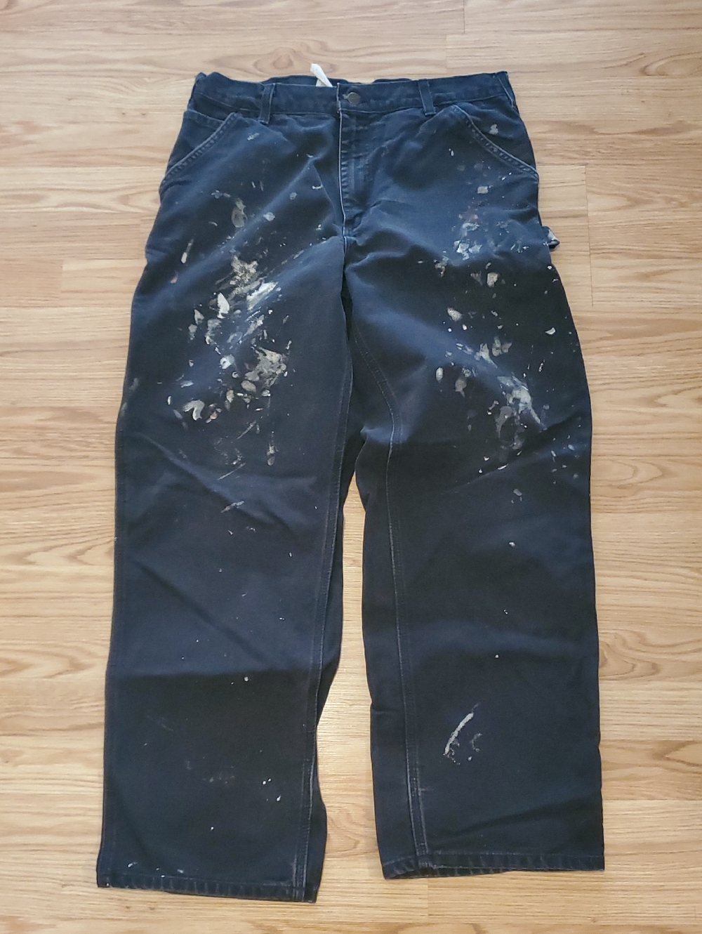 Vintage Carhartt Carpenter Pants - Distressed Paint Splatter 32/30 Black